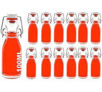 Casavetro Clear Swing Top Empty Glass Bottles 100 ml - Reusable Refillable Flip Top Stopper - Air-Tight Rubber Seal for Home Brewing Gin Oil Vinegar Beer Wine Cider Soda Vodka and Water (12 x 100 ml)