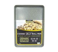 casaWare 13 x 9 x 1-Inch Ultimate Series Commercial Weight Ceramic Non-Stick Coating Cookie/Jelly Roll Pan (Silver Granite)