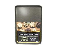 casaWare 15 x 10 x 1-Inch Ultimate Series Commercial Weight Ceramic Non-Stick Coating Cookie/Jelly Roll Pan (Silver Granite)