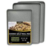casaWare 3pc Ultimate Commercial Weight Cookie Sheet Set, Two 15 x 10-Inch Pans, One 13 x 9-Inch-Inch Pan (Silver Granite)