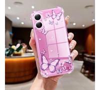 CASBST Clear Case Compatible with iPhone 16, Cute Butterfly Print Protective Cover for Girls Women, Slim Soft TPU Four Corners Shockproof Case for iPhone 16 - Purple Butterfly