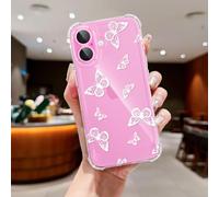 CASBST Clear Case Compatible with iPhone 16, Cute Butterfly Print Protective Cover for Girls Women, Slim Soft TPU Four Corners Shockproof Case for iPhone 16 - White Butterfly