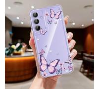 CASBST Clear Case Compatible with Samsung Galaxy A16 5G, Cute Butterfly Print Protective Cover for Girls Women, Slim Soft TPU Four Corners Shockproof Case for Samsung A16 - Purple Butterfly