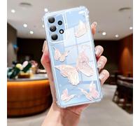 CASBST Clear Case Compatible with Samsung Galaxy A32 5G, Cute Butterfly Print Protective Cover for Girls Women, Slim Soft TPU Four Corners Shockproof Case for Samsung A32 - Light Pink Butterfly