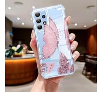 CASBST Clear Case Compatible with Samsung Galaxy A32 5G, Cute Butterfly Print Protective Cover for Girls Women, Slim Soft TPU Four Corners Shockproof Case for Samsung A32 - Dark Pink Butterfly