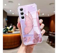 CASBST Clear Case Compatible with Samsung Galaxy A35 5G, Cute Butterfly Print Protective Cover for Girls Women, Slim Soft TPU Four Corners Shockproof Case for Samsung A35 - Dark Pink Butterfly