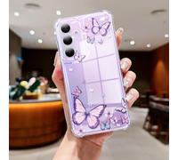 CASBST Clear Case Compatible with Samsung Galaxy A35 5G, Cute Butterfly Print Protective Cover for Girls Women, Slim Soft TPU Four Corners Shockproof Case for Samsung A35 - Purple Butterfly