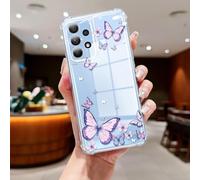 CASBST Clear Case Compatible with Samsung Galaxy A53 5G, Cute Butterfly Print Protective Cover for Girls Women, Slim Soft TPU Four Corners Shockproof Case for Samsung A53 - Purple Butterfly