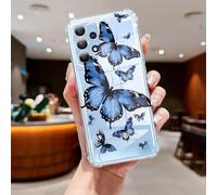 CASBST Clear Case Compatible with Samsung Galaxy A53 5G, Cute Butterfly Print Protective Cover for Girls Women, Slim Soft TPU Four Corners Shockproof Case for Samsung A53 - Blue Butterfly