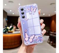 CASBST Clear Case Compatible with Samsung Galaxy A54 5G, Cute Butterfly Print Protective Cover for Girls Women, Slim Soft TPU Four Corners Shockproof Case for Samsung A54 - Purple Butterfly