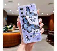 CASBST Clear Case Compatible with Samsung Galaxy A54 5G, Cute Butterfly Print Protective Cover for Girls Women, Slim Soft TPU Four Corners Shockproof Case for Samsung A54 - Blue Butterfly