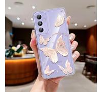 CASBST Clear Case Compatible with Samsung Galaxy A54 5G, Cute Butterfly Print Protective Cover for Girls Women, Slim Soft TPU Four Corners Shockproof Case for Samsung A54 - Light Pink Butterfly