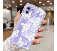 CASBST Compatible for iPhone 12 Case, Pretty Butterfly Print Three-dimensional Wave Clear Case for Girls Women, Soft Full Package Anti-fall Cover for iPhone 12, White Butterfly