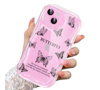 CASBST Compatible for iPhone 14 Case, Pretty Butterfly Print Three-dimensional Wave Clear Case for Girls Women, Soft Full Package Anti-fall Cover for iPhone 14, Shadow Dance Black