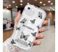 CASBST Compatible for iPhone SE/8/7 Case, Pretty Butterfly Print Three-dimensional Wave Clear Case for Girls Women, Soft Full Package Anti-fall Cover for iPhone SE/8/7, Shadow Dance Black