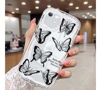 CASBST Compatible for iPhone SE/8/7 Case, Pretty Butterfly Print Three-dimensional Wave Clear Case for Girls Women, Soft Full Package Anti-fall Cover for iPhone SE/8/7, Black Butterfly