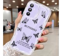 CASBST Compatible for Samsung Galaxy A15 5G Case, Pretty Butterfly Print Three-dimensional Wave Clear Case for Girls Women, Soft Full Package Anti-fall Cover for Galaxy A15 5G, Shadow Dance Black