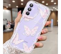 CASBST Compatible for Samsung Galaxy A15 5G Case, Pretty Butterfly Print Three-dimensional Wave Clear Case for Girls Women, Soft Full Package Anti-fall Cover for Galaxy A15 5G, Pink Butterfly