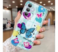 CASBST Compatible for Samsung Galaxy A16 5G Case, Pretty Butterfly Print Three-dimensional Wave Clear Case for Girls Women, Soft Full Package Anti-fall Cover for Galaxy A16 5G, Color Butterfly