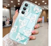 CASBST Compatible for Samsung Galaxy A16 5G Case, Pretty Butterfly Print Three-dimensional Wave Clear Case for Girls Women, Soft Full Package Anti-fall Cover for Galaxy A16 5G, White Butterfly