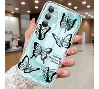 CASBST Compatible for Samsung Galaxy A16 5G Case, Pretty Butterfly Print Three-dimensional Wave Clear Case for Girls Women, Soft Full Package Anti-fall Cover for Galaxy A16 5G, Black Butterfly