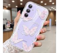 CASBST Compatible for Samsung Galaxy A35 5G Case, Pretty Butterfly Print Three-dimensional Wave Clear Case for Girls Women, Soft Full Package Anti-fall Cover for Galaxy A35 5G, Pink Butterfly
