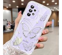 CASBST Compatible for Samsung Galaxy A53 5G Case, Pretty Butterfly Print Three-dimensional Wave Clear Case for Girls Women, Soft Full Package Anti-fall Cover for Galaxy A53 5G, Silver Butterfly