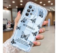 CASBST Compatible for Samsung Galaxy A53 5G Case, Pretty Butterfly Print Three-dimensional Wave Clear Case for Girls Women, Soft Full Package Anti-fall Cover for Galaxy A53 5G, Shadow Dance Black