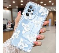 CASBST Compatible for Samsung Galaxy A53 5G Case, Pretty Butterfly Print Three-dimensional Wave Clear Case for Girls Women, Soft Full Package Anti-fall Cover for Galaxy A53 5G, White Butterfly