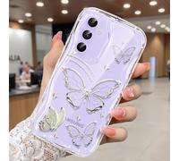 CASBST Compatible for Samsung Galaxy A54 5G Case, Pretty Butterfly Print Three-dimensional Wave Clear Case for Girls Women, Soft Full Package Anti-fall Cover for Galaxy A54 5G, Silver Butterfly