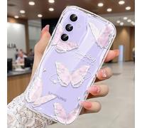CASBST Compatible for Samsung Galaxy A54 5G Case, Pretty Butterfly Print Three-dimensional Wave Clear Case for Girls Women, Soft Full Package Anti-fall Cover for Galaxy A54 5G, Pink Butterfly