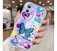 CASBST Compatible for Samsung Galaxy A54 5G Case, Pretty Butterfly Print Three-dimensional Wave Clear Case for Girls Women, Soft Full Package Anti-fall Cover for Galaxy A54 5G, Color Butterfly