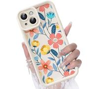 CASBST Compatible with iPhone 13 Case, Creative Flower Pattern Design Girls Women Liquid Silicone Cover, Thicker Frame Shockproof and Scratch-Resistant Soft Case for iPhone 13 - Flowers