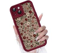 CASBST Compatible with iPhone 15 Case, Creative Flower Pattern Design Girls Women Liquid Silicone Cover, Thicker Frame Shockproof and Scratch-Resistant Soft Case for iPhone 15 - Small Flowers