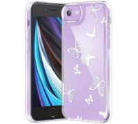 CASBST Compatible with iPhone SE/8/7 Case, Clear Case with Cute Butterfly Pattern Design for Girls Women, Slim Soft TPU Shockproof Protective Aesthetic Phone Cover for iPhone SE/8/7 (White Butterfly)