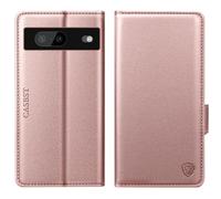 CASBST for Google Pixel 7 Case, Kickstand Flip Leather Wallet Book Case with Card Slots Shockproof Magnetic Closure Protective Phone Case Cover Compatible with Google Pixel 7 - Rose