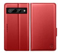 CASBST for Google Pixel 7 Pro Case, Kickstand Flip Leather Wallet Book Case with Card Slots Shockproof Magnetic Closure Protective Phone Case Cover Compatible with Google Pixel 7 Pro - Red