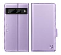 CASBST for Google Pixel 7 Pro Case, Kickstand Flip Leather Wallet Book Case with Card Slots Shockproof Magnetic Closure Protective Phone Case Cover Compatible with Google Pixel 7 Pro - Light Purple