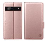 CASBST for Google Pixel 7A Case, Kickstand Flip Leather Wallet Book Case with Card Slots Shockproof Magnetic Closure Protective Phone Case Cover Compatible with Google Pixel 7A - Rose