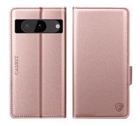 CASBST for Google Pixel 8 Case, Kickstand Flip Leather Wallet Book Case with Card Slots Shockproof Magnetic Closure Protective Phone Case Cover Compatible with Google Pixel 8 - Rose