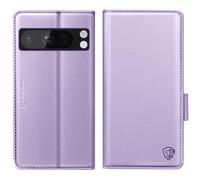 CASBST for Google Pixel 8 Pro Case, Kickstand Flip Leather Wallet Book Case with Card Slots Shockproof Magnetic Closure Protective Phone Case Cover Compatible with Google Pixel 8 Pro - Light Purple