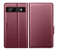 CASBST for Google Pixel 8A Case, Kickstand Flip Leather Wallet Book Case with Card Slots Shockproof Magnetic Closure Protective Phone Case Cover Compatible with Google Pixel 8A - Wine Red