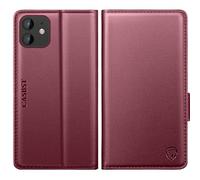CASBST for iPhone 11 Case, Kickstand Flip Leather Wallet Book Case with Card Slots Shockproof Magnetic Closure Protective Phone Case Cover Compatible with iPhone 11 - Wine Red