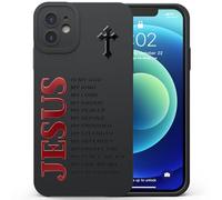 CASBST for iPhone 12 Christian Case, Jesus is My Everything Christian Verse Design, Slim Silicone Shockproof Protective TPU Cover, Religious Faith Gift for Women Girls Men, Black