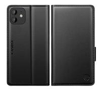 CASBST for iPhone 12 / iPhone 12 Pro Case, Kickstand Flip Leather Wallet Book Case with Card Slots Shockproof Magnetic Closure Protective Phone Case Cover Compatible with iPhone 12/12 Pro - Black