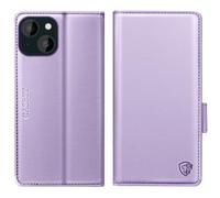 CASBST for iPhone 13 Case, Kickstand Flip Leather Wallet Book Case with Card Slots Shockproof Magnetic Closure Protective Phone Case Cover Compatible with iPhone 13 - Light Purple
