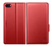 CASBST for iPhone 7, iPhone 8, iPhone SE 2022/2020 Case, Kickstand Flip Leather Wallet Book Case with Card Slots Shockproof Magnetic Closure Protective Phone Case Cover for iPhone 7/8/SE - Red