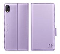 CASBST for iPhone XR Case, Kickstand Flip Leather Wallet Book Case with Card Slots Shockproof Magnetic Closure Protective Phone Case Cover Compatible with iPhone XR - Light Purple