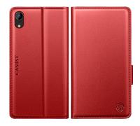 CASBST for iPhone XR Case, Kickstand Flip Leather Wallet Book Case with Card Slots Shockproof Magnetic Closure Protective Phone Case Cover Compatible with iPhone XR - Red