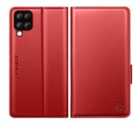 CASBST for Samsung Galaxy A12/M12 Case, Kickstand Flip Leather Wallet Book Case with Card Slots Shockproof Magnetic Closure Protective Phone Case Cover Compatible with Samsung A12/M12 - Red